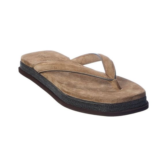 Brunello Cucinelli Shoes - Brunello Cucinelli Suede Platform Sandal, Brown